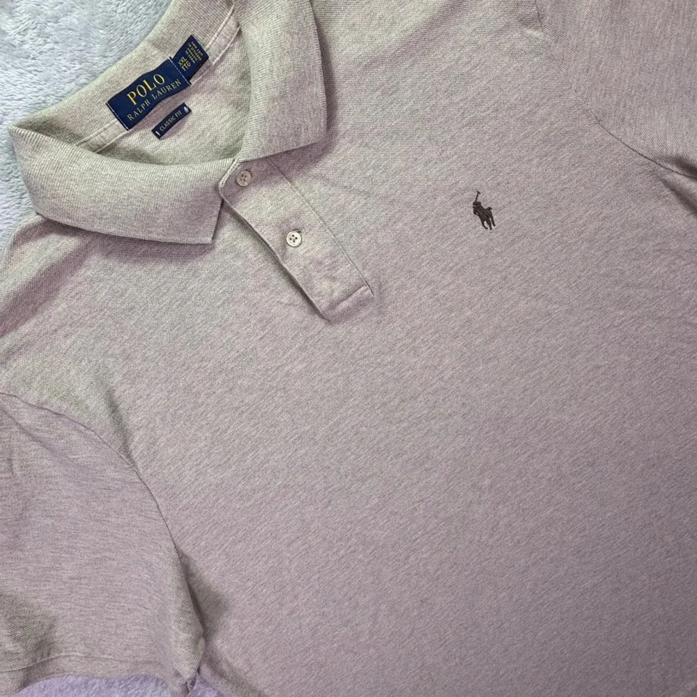 Polo Ralph Lauren Mens Polo XXL Tan Heather Classic Fit Short Sleeve Pony Logo